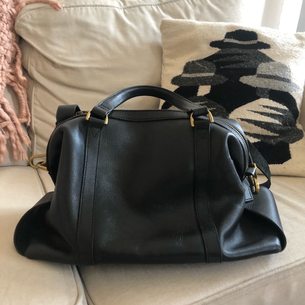 MADEWELL SATCHEL TRANSPORT BLACK LEATHER BAG